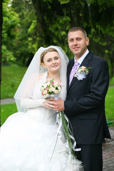 Šťastná Nevěsta Ženich Jejich Svatební Den Stock Fotografie