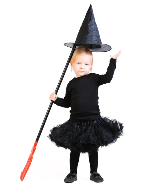 Adorable little witch isolated — Stock Photo, Image