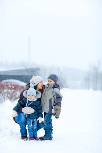 Aile açık havada, kış — Stok fotoğraf