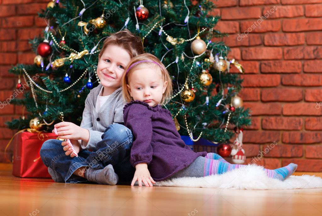 Two kids at Christmas — Stock Photo © shalamov #4299780