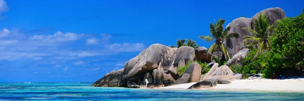 Seychelles panorama sulla spiaggia — Foto Stock