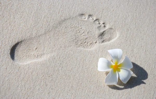 Footprint on white sand — Stock Photo, Image