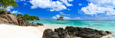 Perfect beach in Seychelles clipart