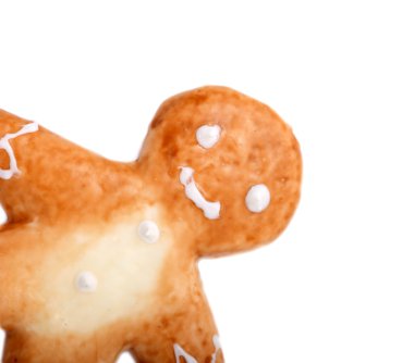 Beyaz arka plan üzerinde izole lezzetli zencefilli kurabiye adam kurabiye