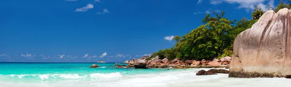 Panorama Pláže Anse Lazio Ostrově Praslin Seychelách — Stock fotografie