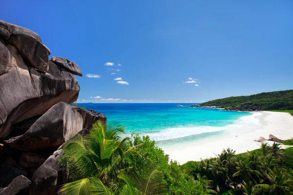 Spiaggia Grand Anse Sull Isola Digue Alle Seychelles — Foto Stock