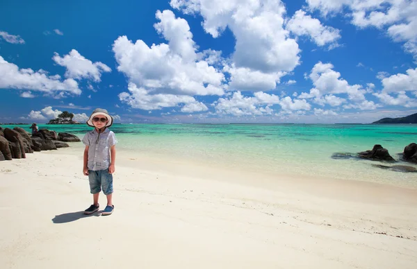 Cute Years Old Boy Tropical Beach — Stock Photo, Image