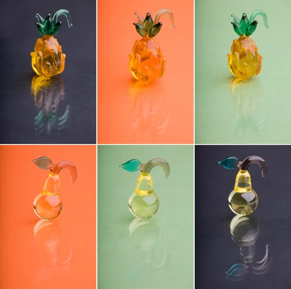 Bacche Colorate Collage Bacche Cocktail Vetro Fotografate Sfondi Colorati — Foto Stock