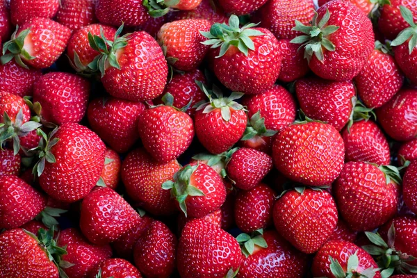 Macro Photo Fresh Sweet Strawberries — Stock Photo, Image