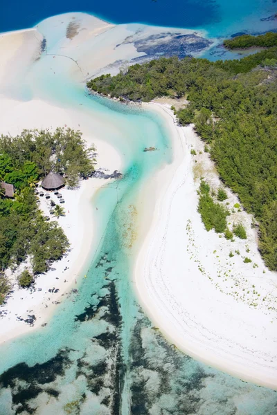 Vista Helicóptero Praia Tropical Areia Branca Mar Azul Turquesa — Fotografia de Stock