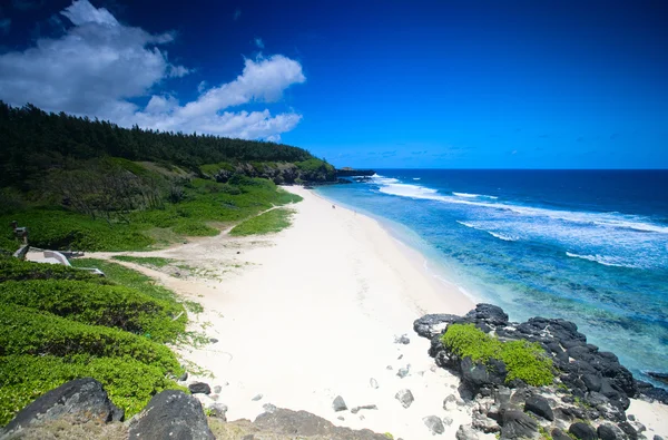 美丽的白色砂热带海滩 丽丝灰海滩的南端的毛里求斯 — 图库照片