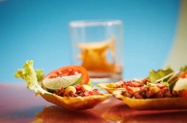 Delicious Texmex Tortillas Minced Meat Focus Lime — Stock Photo, Image