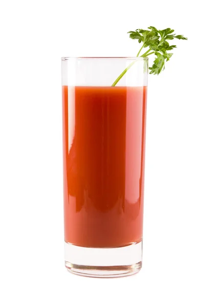 stock image Bloody Mary Cocktail isolated on white. Long drink to serve at any time. Ingredients: 5-6 ice cubes, 1 measure vodka, 3 measures tomato juice, 1 teaspoon fresh