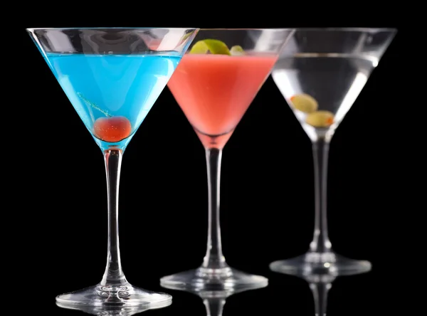 Art Cocktails Betty Blue Cocktail Cosmopolitan Cocktail Dry Martini Black — Stock Photo, Image