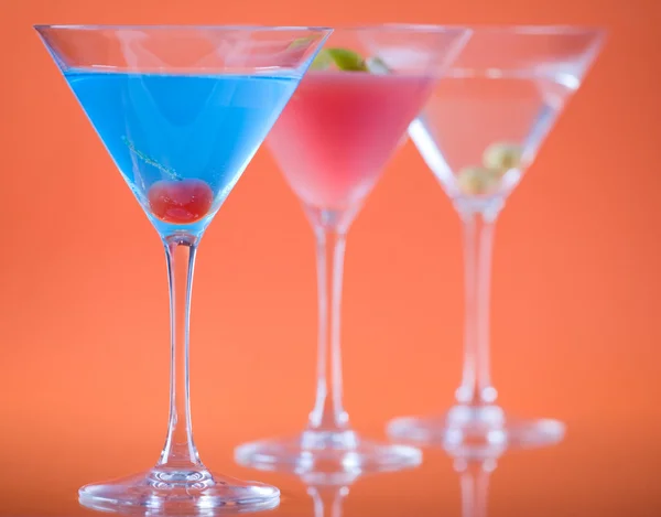 Farbe Martini Glas Betty Blue Cocktail Kosmopolitischer Cocktail Und Trockener — Stockfoto