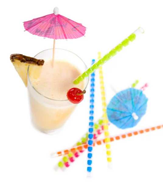 Hora Festa Cocktail Pina Colada Isolado Branco Bebida Longa Para — Fotografia de Stock