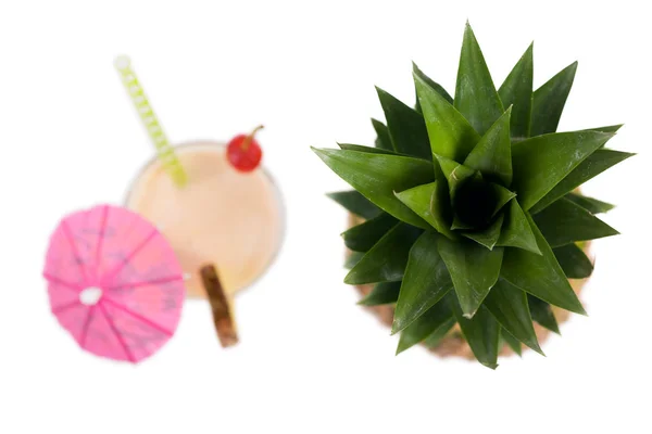 Ananas Und Pina Colada Cocktail Isoliert Auf Weiß — Stockfoto
