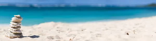 Πανοραμική Φωτογραφία Του Στοίβα Από Λευκό Κοράλλια Τροπική Παραλία — Φωτογραφία Αρχείου