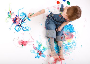 Boy painting clipart