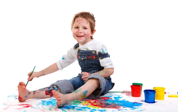 Pojke målning — Stockfoto