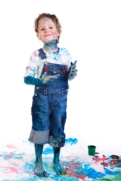 Pintura menino — Fotografia de Stock