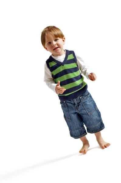 Дуже Милий Річний Хлопчик Який Носить Повсякденний Одяг Робить Промову — стокове фото