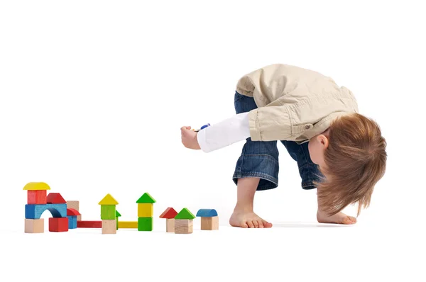 Gulliver Country Lilliputs Cute Years Old Boy Small Town Build — Stock Photo, Image