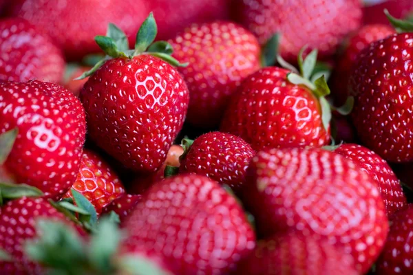 Macro Photo Fresh Sweet Strawberries — Stock Photo, Image