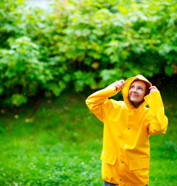 Girl under rain clipart