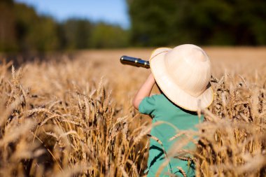 Portrait of young nature explorer in wheat field