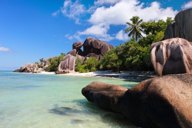 Anse Source d Argent beach on La Digue island in Seychelles clipart