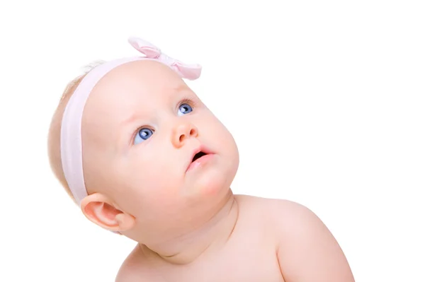 Ritratto Adorabile Bambina Isolata Bianco — Foto Stock