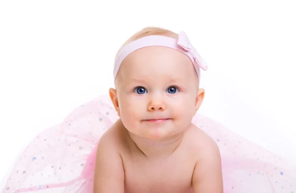 Bebek Balerin Kız Çok Şirin Mutlu Bebek Balerin Etek Giyiyor — Stok fotoğraf