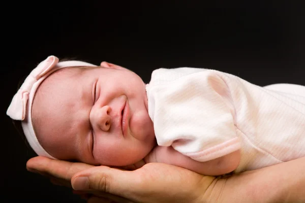Emoções Bebé Pai Segurando Seu Dias Idade Bebê Menina Seu — Fotografia de Stock