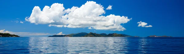 Panoramic Photo Tropical Islands Middle Ocean Seychelles Big Cloud — Stock Photo, Image