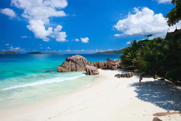 Spiaggia Tropicale Idilliaca Sull Isola Digue Alle Seychelles — Foto Stock