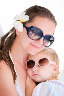 Mother and daughter portrait clipart