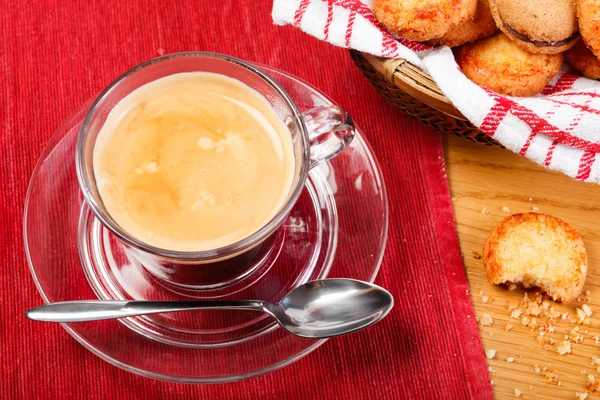 Morning Fresh Espresso Coffee Delicious Cookies — Stock Photo, Image