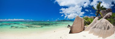 Seychelles beach panorama clipart