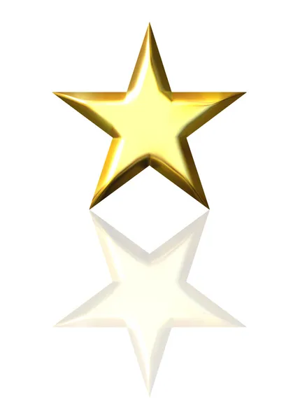 3d golden star with reflection — Stock Photo, Image