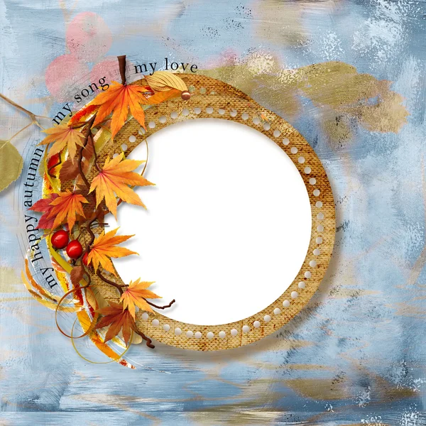 Old autumn frame on shabby background — Stock Photo, Image