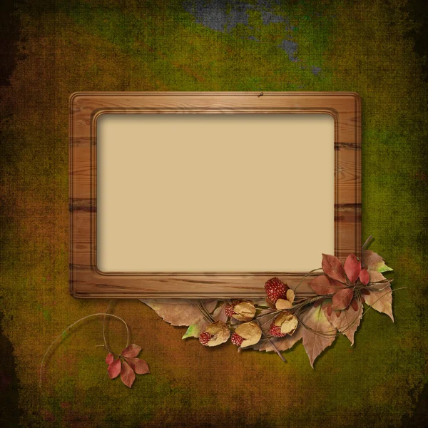 Cornice in legno su sfondo autunno — Foto Stock