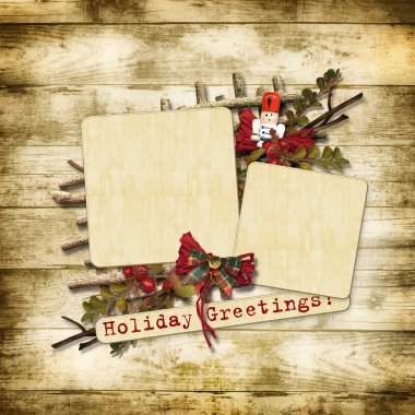 Christmas greeting card with nutcracker clipart