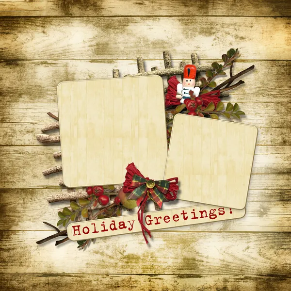 Weihnachtsgrußkarte mit Nussknacker — Stockfoto