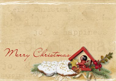 Vintage Christmas card with cookies clipart