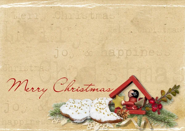 Tarjeta de Navidad Vintage con galletas —  Fotos de Stock