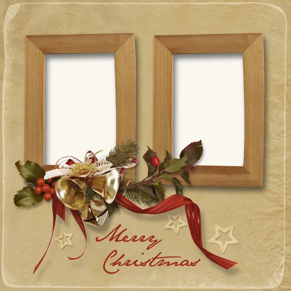 Boże Narodzenie kartkę z życzeniami z dzwonkiem — Zdjęcie stockowe