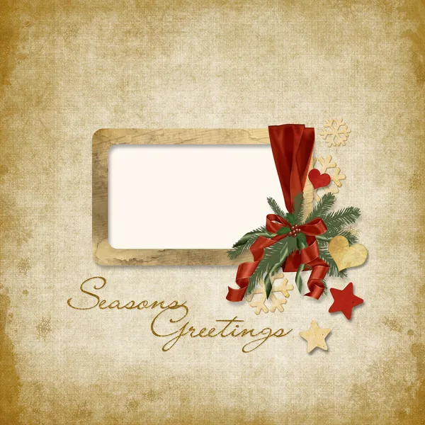 Velho cartão de felicitações de Natal — Fotografia de Stock