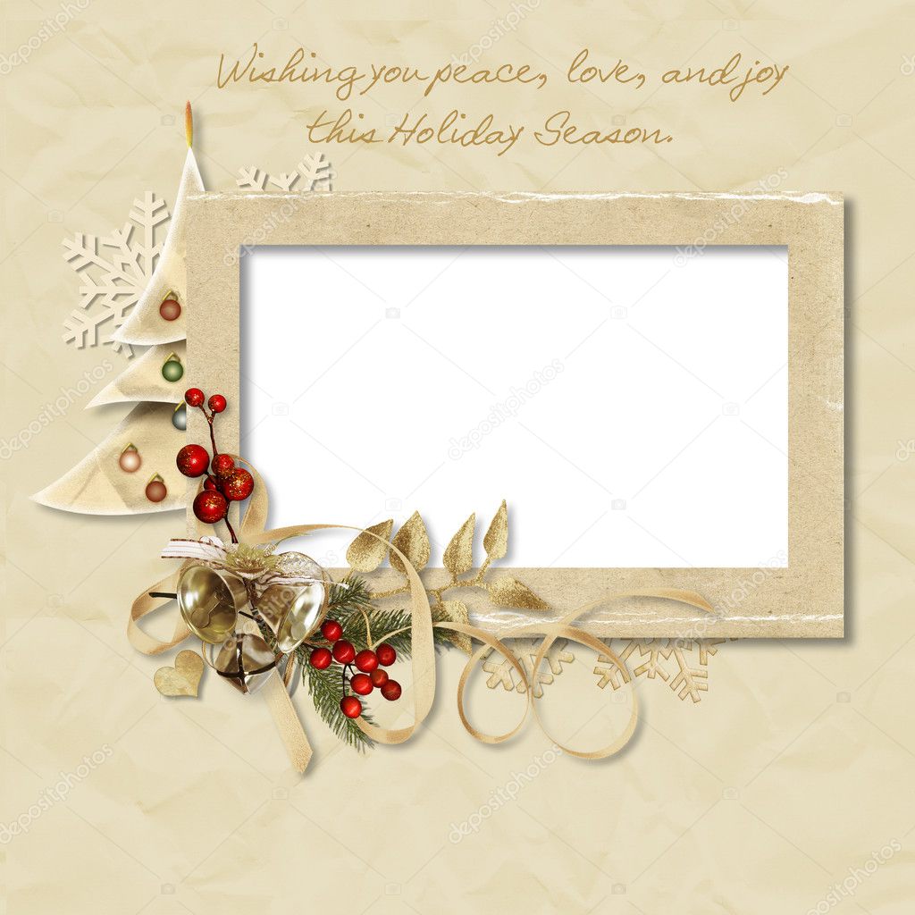Vintage Christmas frame with the wishes