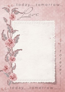 Retro love card with roses clipart